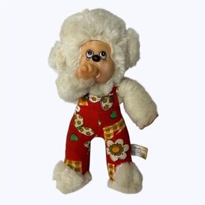 Vtg Atlanta Novelty Gerber Thumb Sucking Monkey Plush Red Floral Overalls 11in